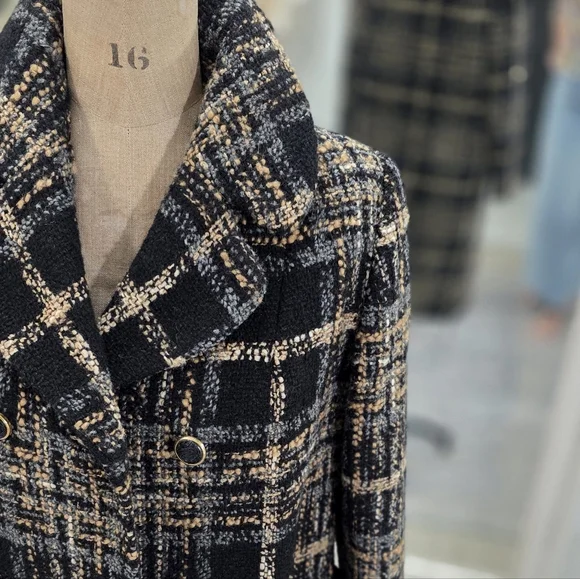 Vintage Plaid Double-Breasted Women's Coat - Picture 1 of 8